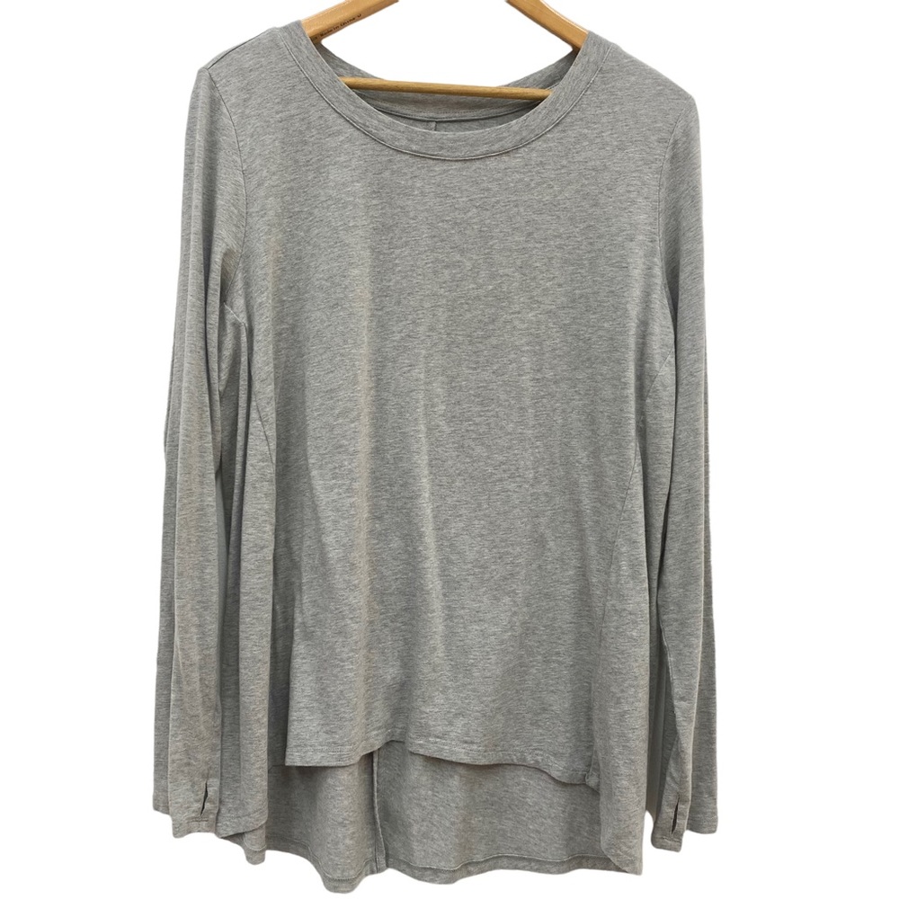ANYBODY Gray Soft Modal Blend Long Sleeve Tee with Thumbholes